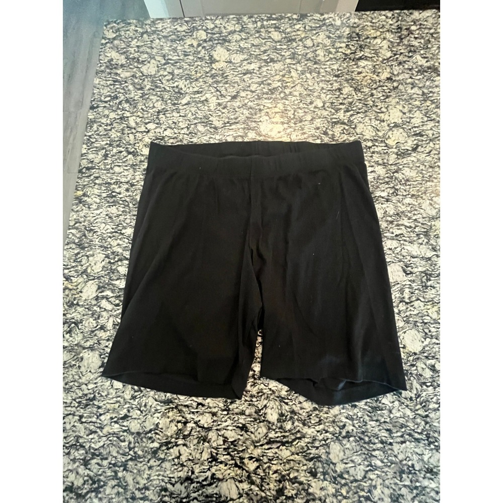 Old Navy Black Ribbed Biker Shorts XXL High Waisted Athletic Yoga Loungewear